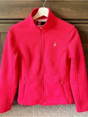 Spyder woman's Hot Pink Ribbed Full-Zip Fleece lined Jacket